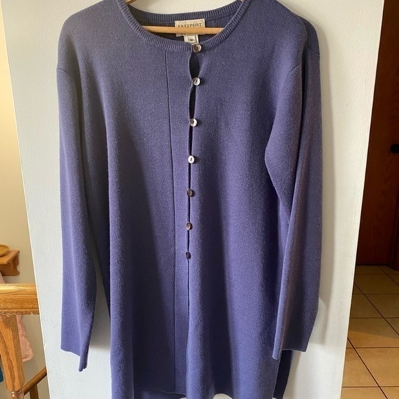 Y2K Vintage Wool-blend Freeport Studio Long Cardigan Women Medium Purple - Picture 4 of 9